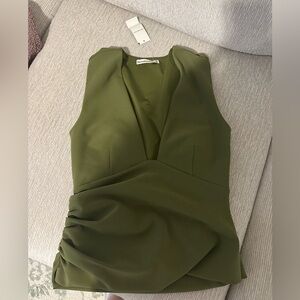 Abercrombie & Fitch Olive Green Sleeveless V-Neck Tank Top